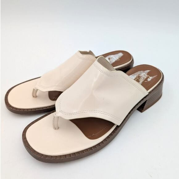 Franco Sarto Simona Stacked Heel Sandals Slip-On Vainilla Size US8M EU38.5 - Picture 1 of 10